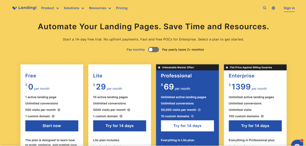 Landingi Pricing Review 2025: Compare Free, Lite, Pro & Enterprise Plans image 1